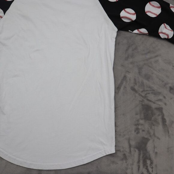 Raglan Shirt Womens M Multicolor Quarter Sleeve Round Neck Graphic Print Tee - Picture 11 of 14